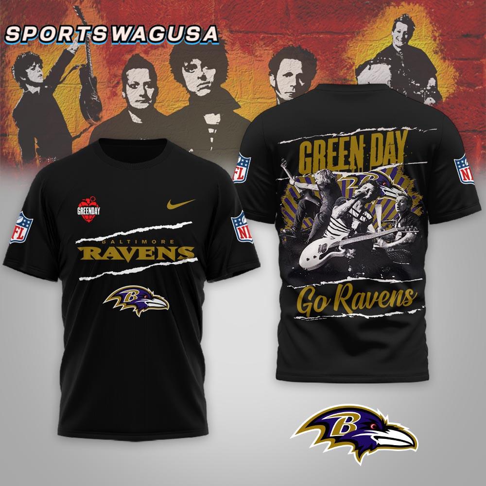Baltimore Ravens NFL Green Day Rock Band 3D Shirt
