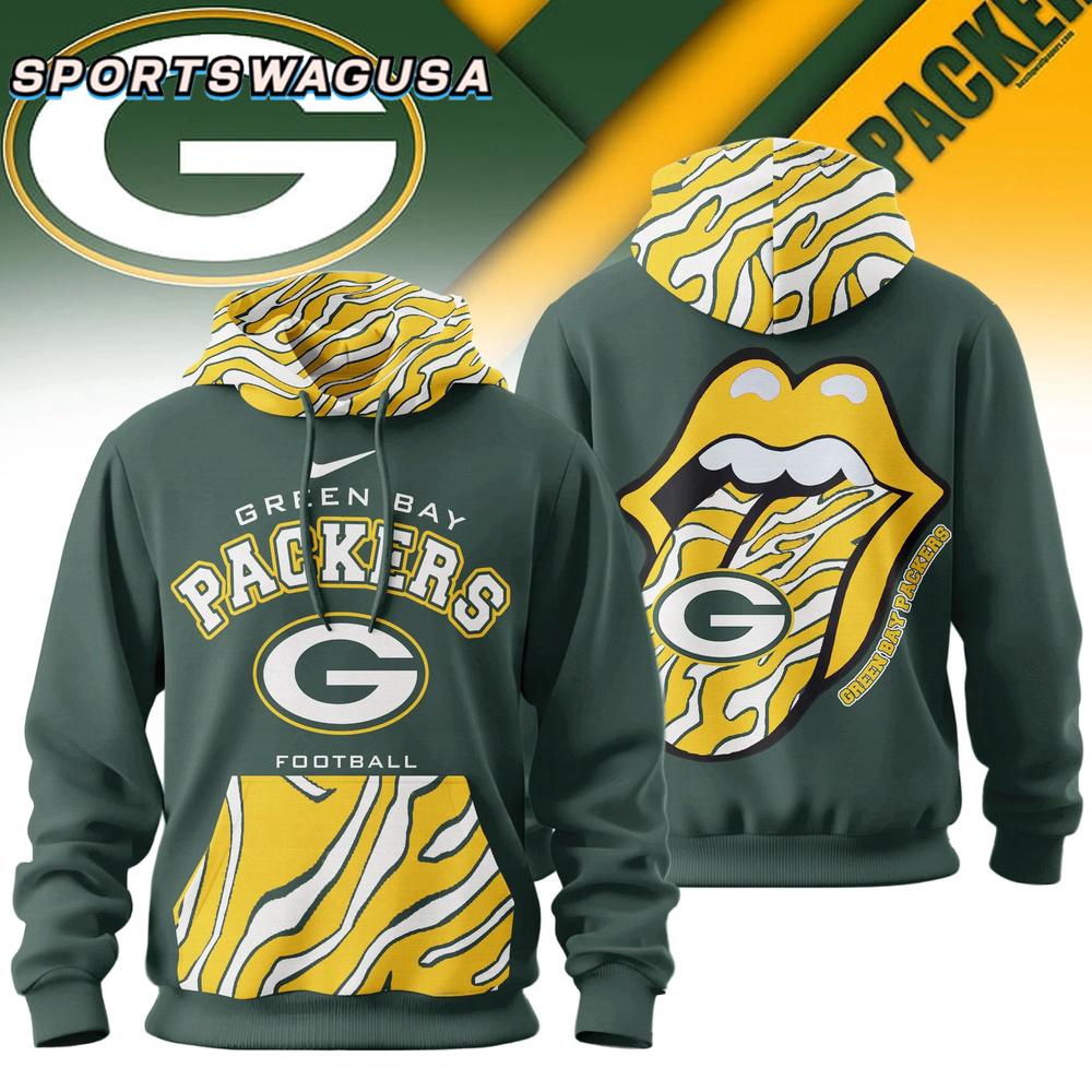 Green Bay Packers NFL The Rolling Stones Logo Hoodie