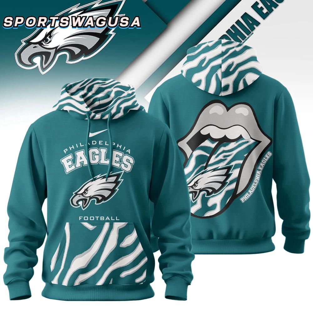 Philadelphia Eagles NFL The Rolling Stones Logo Hoodie