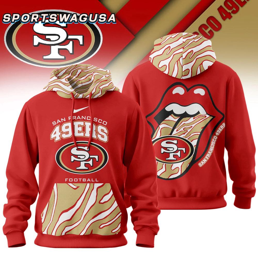 San Francisco 49ers NFL The Rolling Stones Logo Hoodie