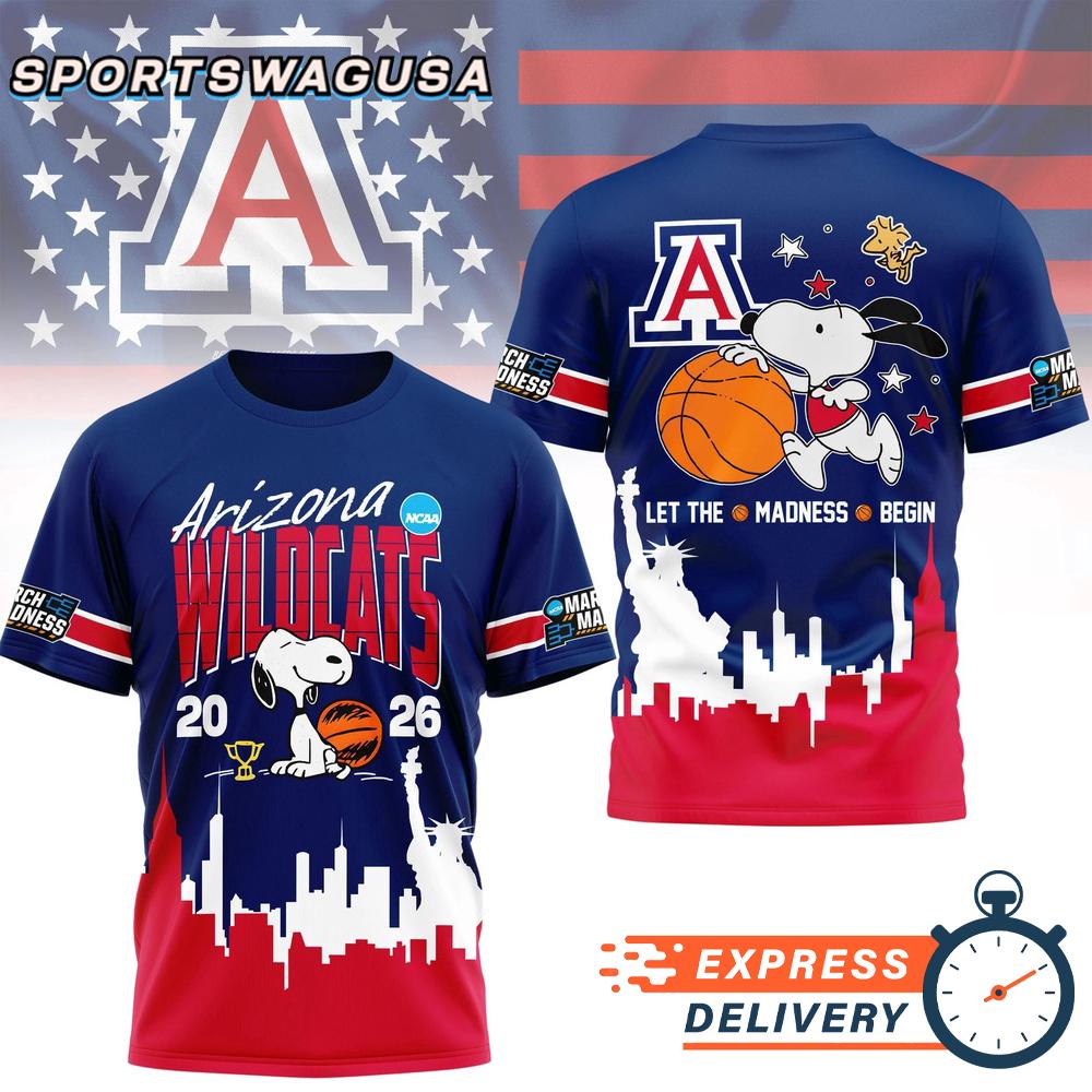Arizona Wildcats Snoopy Basketball March Madness 2026 T-Shirt