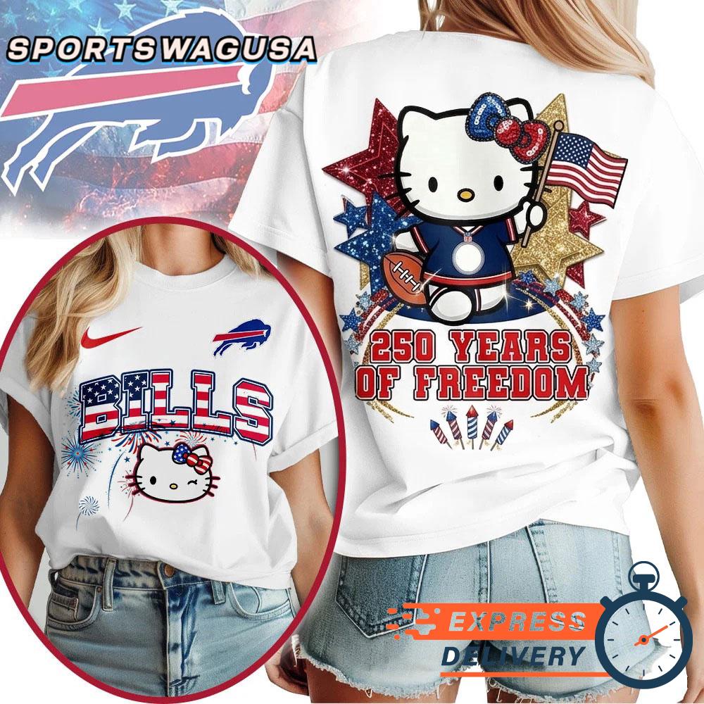 Buffalo Bills Hello Kitty 250 Years of Freedom USA Patriotic Vintage T-Shirt