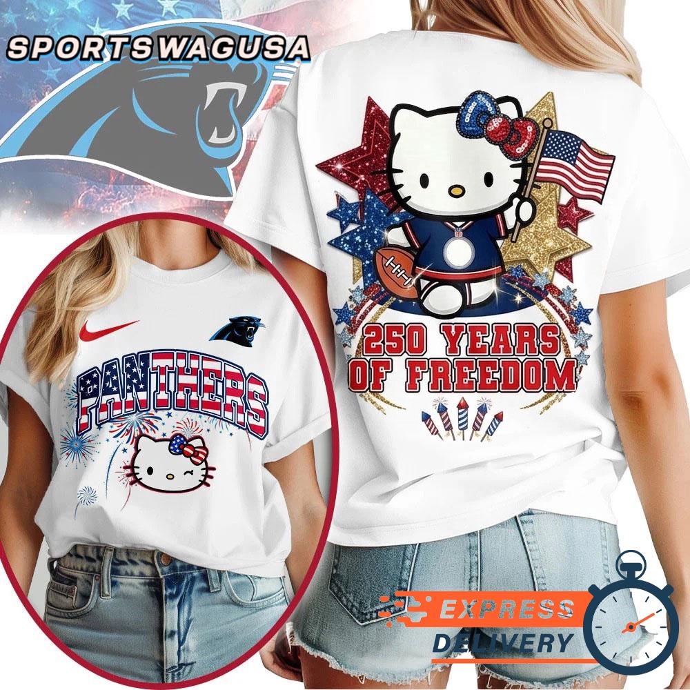 Carolina Panthers Hello Kitty 250 Years of Freedom USA Patriotic Vintage T-Shirt
