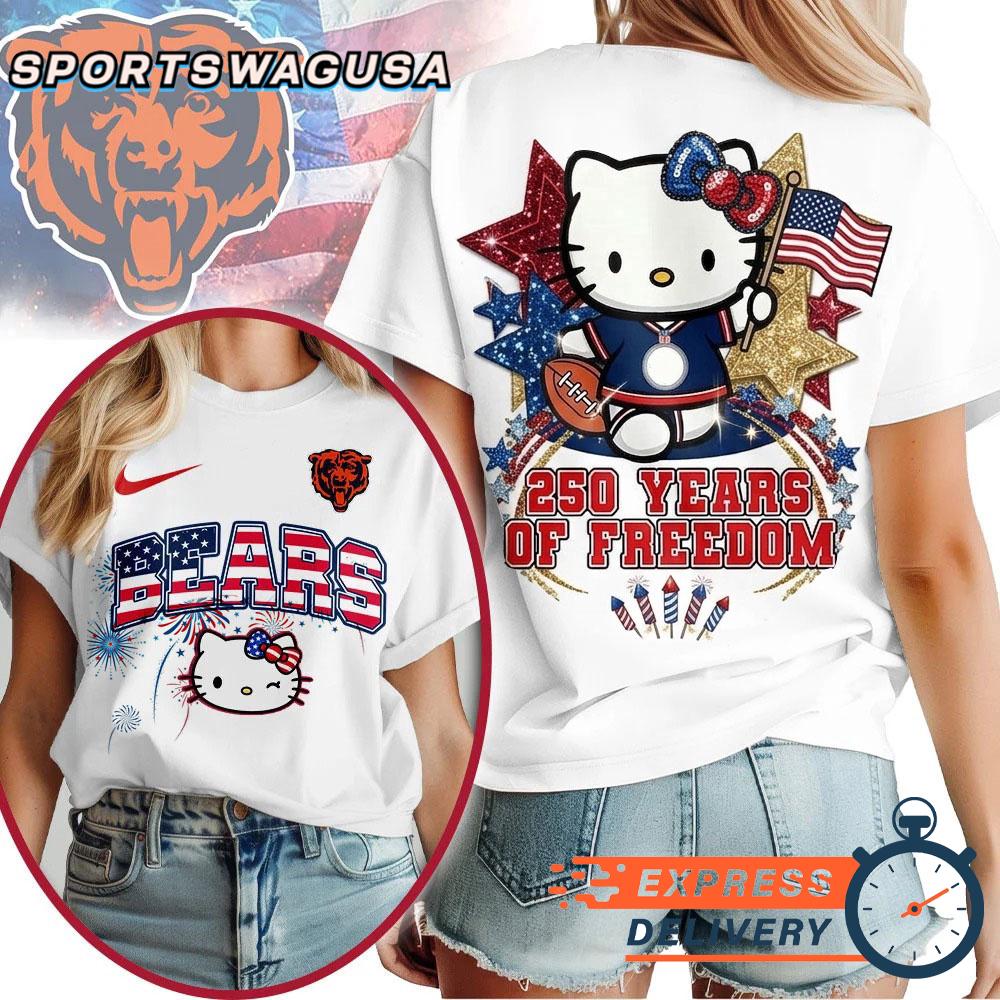 Chicago Bears Hello Kitty 250 Years of Freedom USA Patriotic Vintage T-Shirt