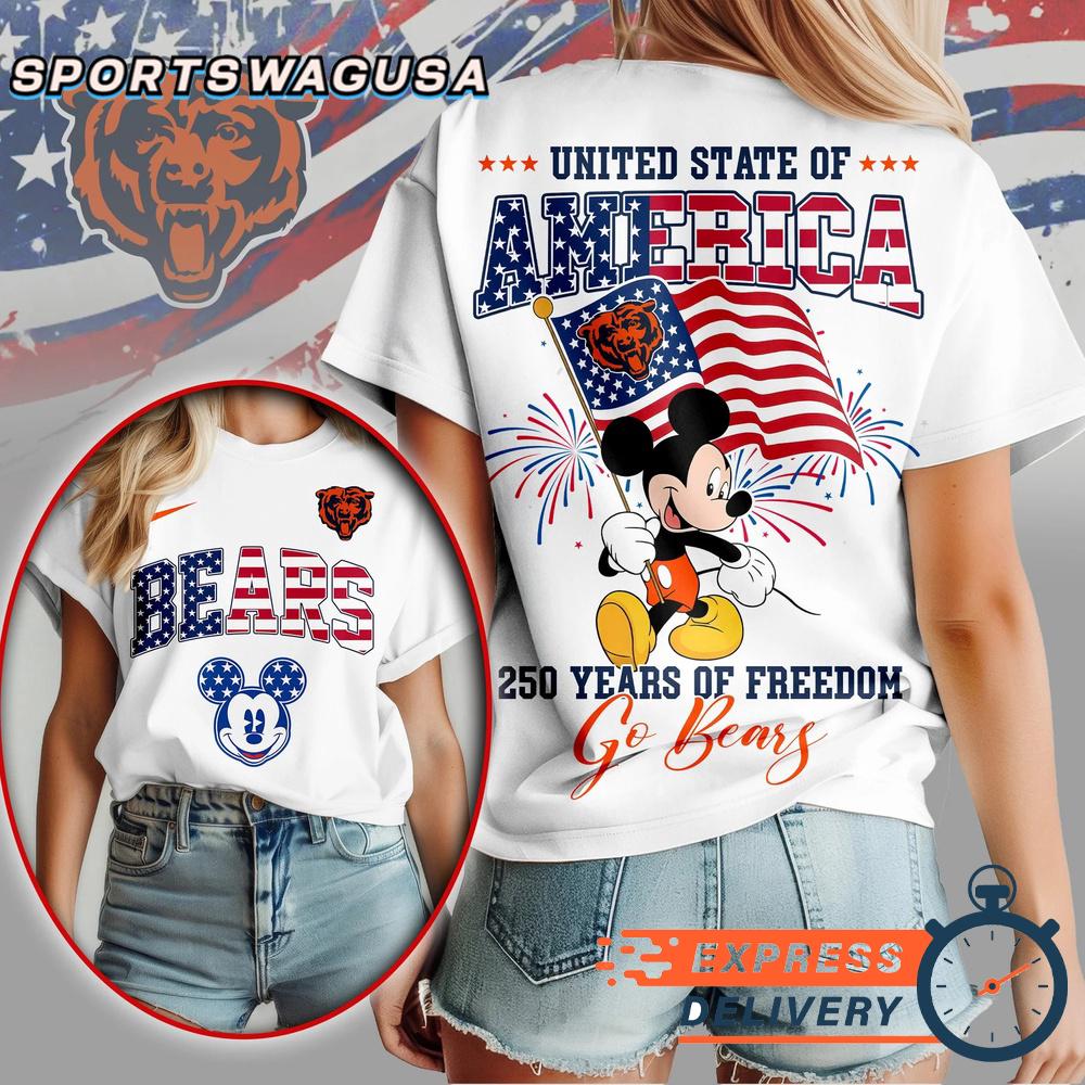 Chicago Bears Mickey Mouse 250Th Anniversary Of Freedom T-Shirt