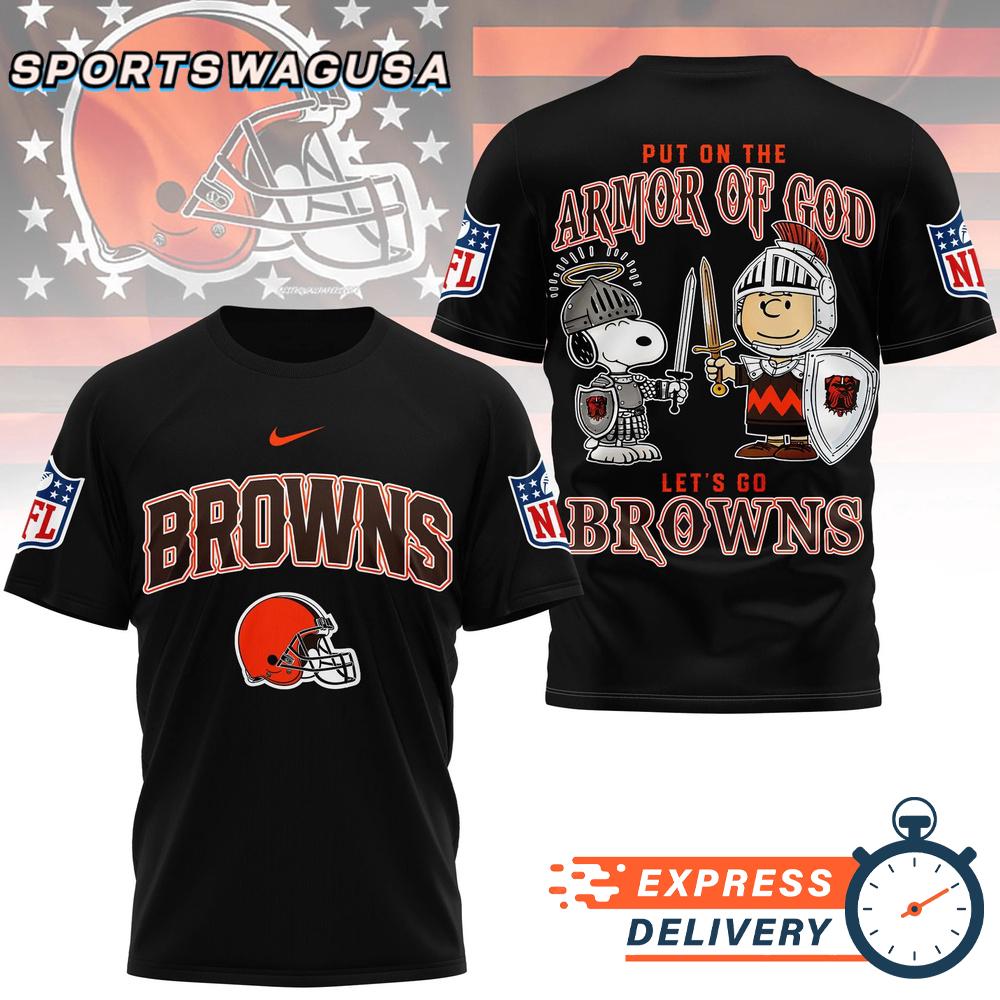 Cleveland Browns Armor Of God Christian Snoopy Fan T-Shirt