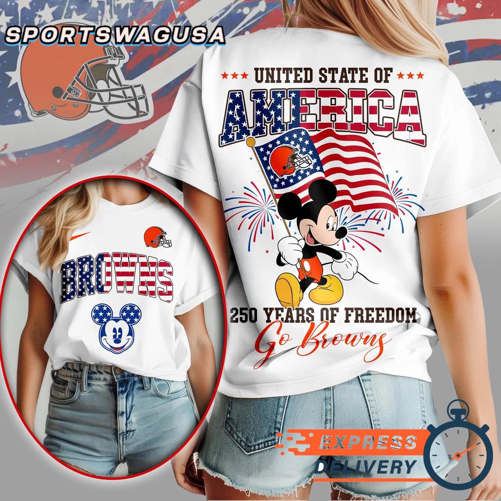 Cleveland Browns Mickey Mouse 250Th Anniversary Of Freedom T-Shirt