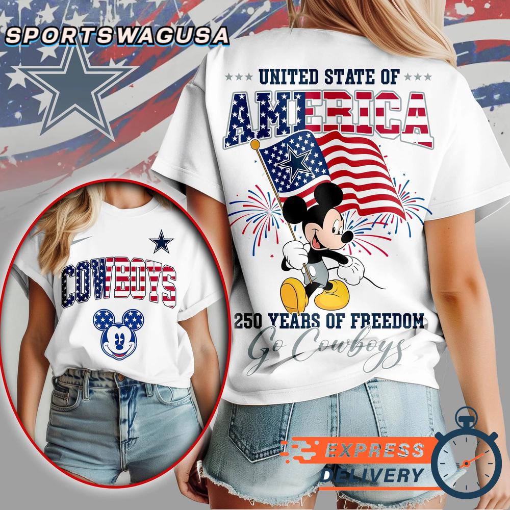 Dallas Cowboys Mickey Mouse 250Th Anniversary Of Freedom T-Shirt