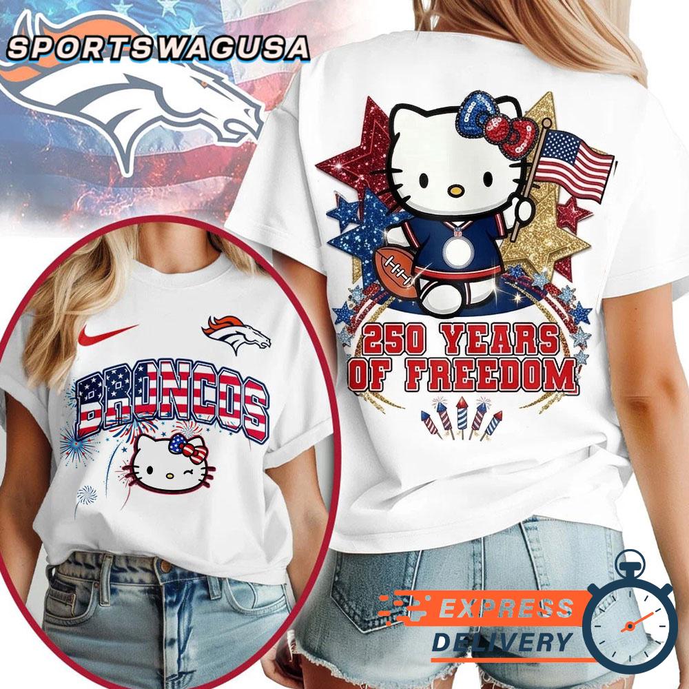 Denver Broncos Hello Kitty 250 Years of Freedom USA Patriotic Vintage T-Shirt