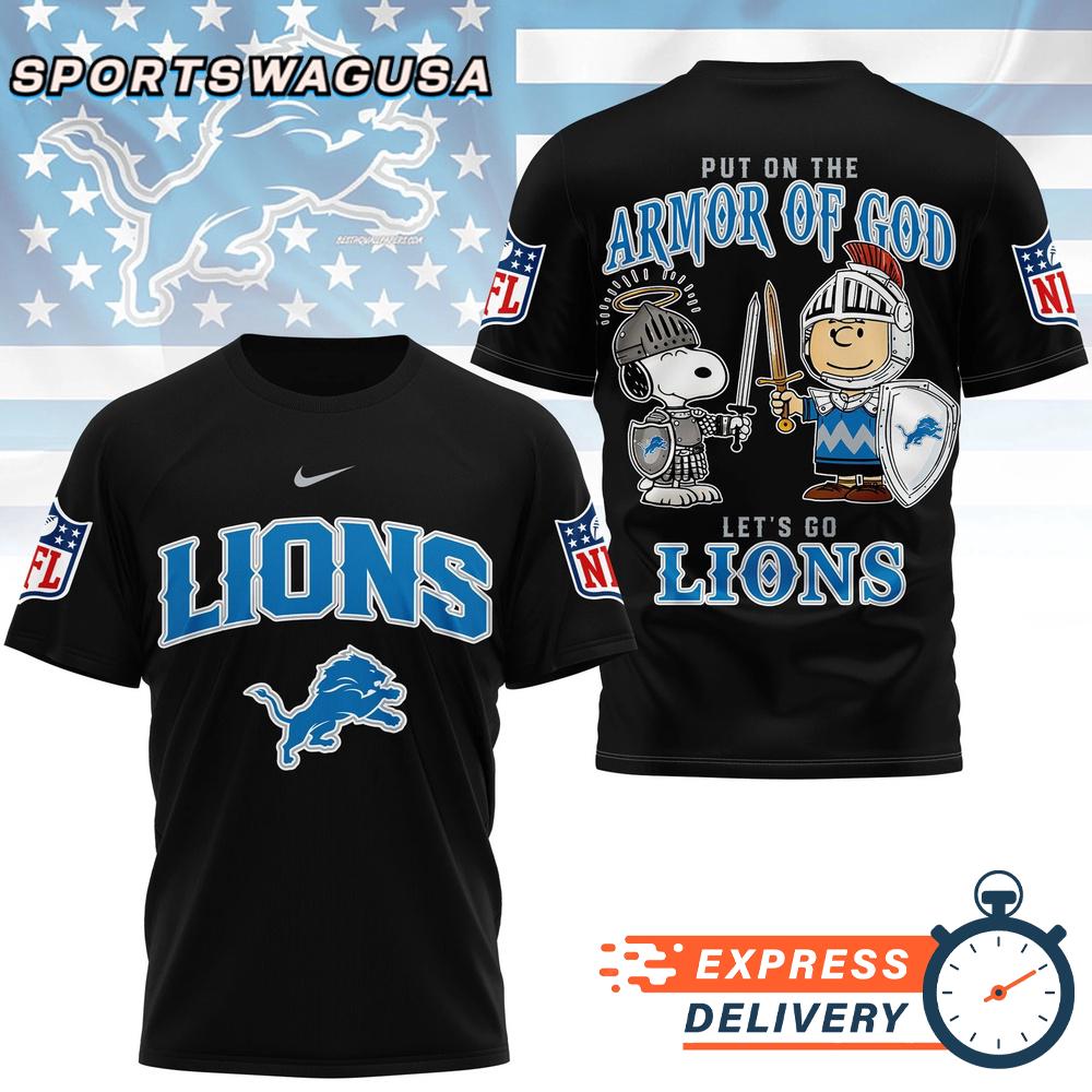 Detroit Lions Armor Of God Christian Snoopy Fan T-Shirt