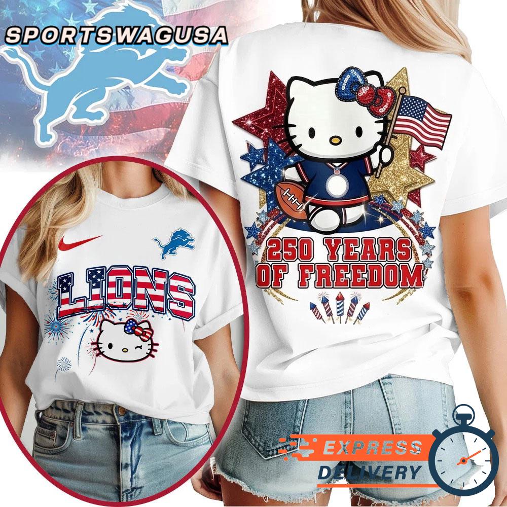 Detroit Lions Hello Kitty 250 Years of Freedom USA Patriotic Vintage T-Shirt