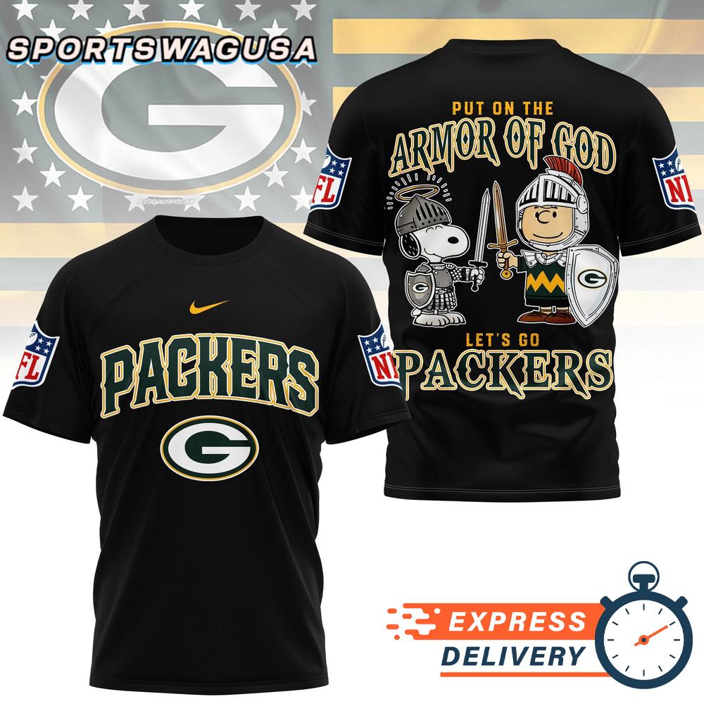 Green Bay Packers Armor Of God Christian Snoopy Fan T-Shirt
