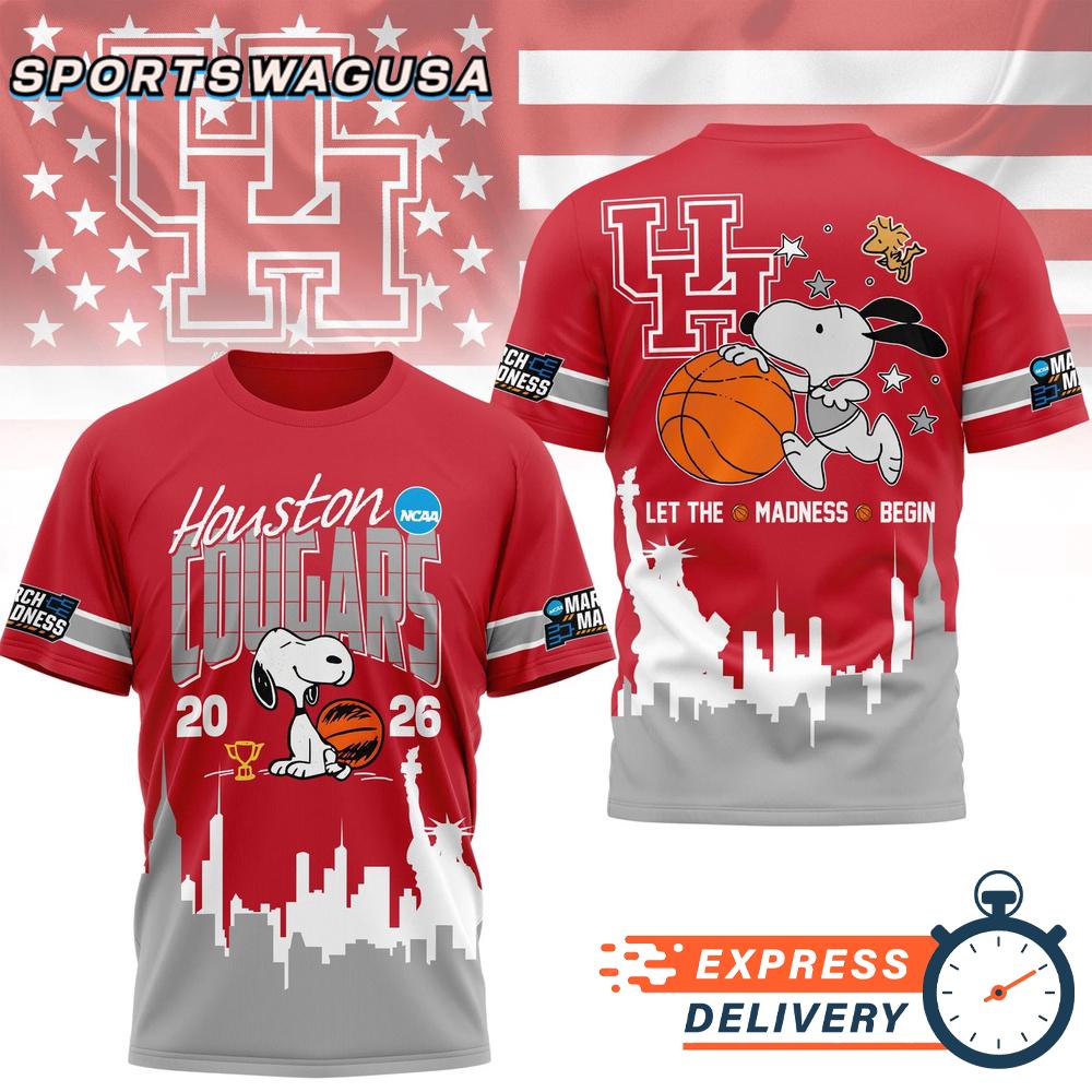 Houston Cougars Snoopy Basketball March Madness 2026 T-Shirt