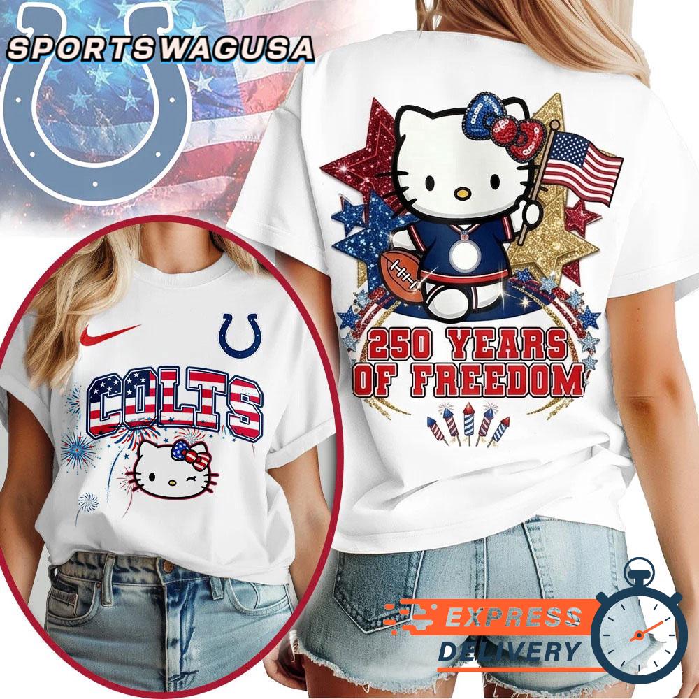 Indianapolis Colts Hello Kitty 250 Years of Freedom USA Patriotic Vintage T-Shirt