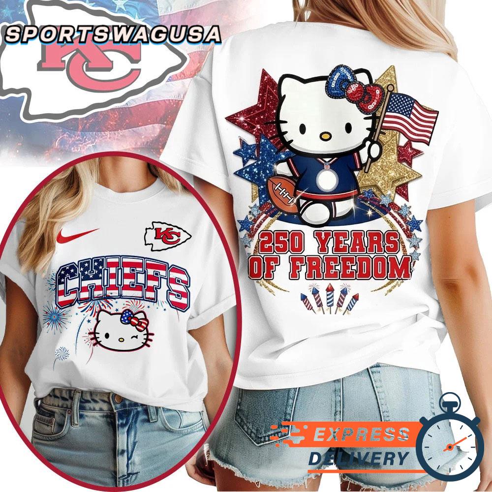 Kansas City Chiefs Hello Kitty 250 Years of Freedom USA Patriotic Vintage T-Shirt