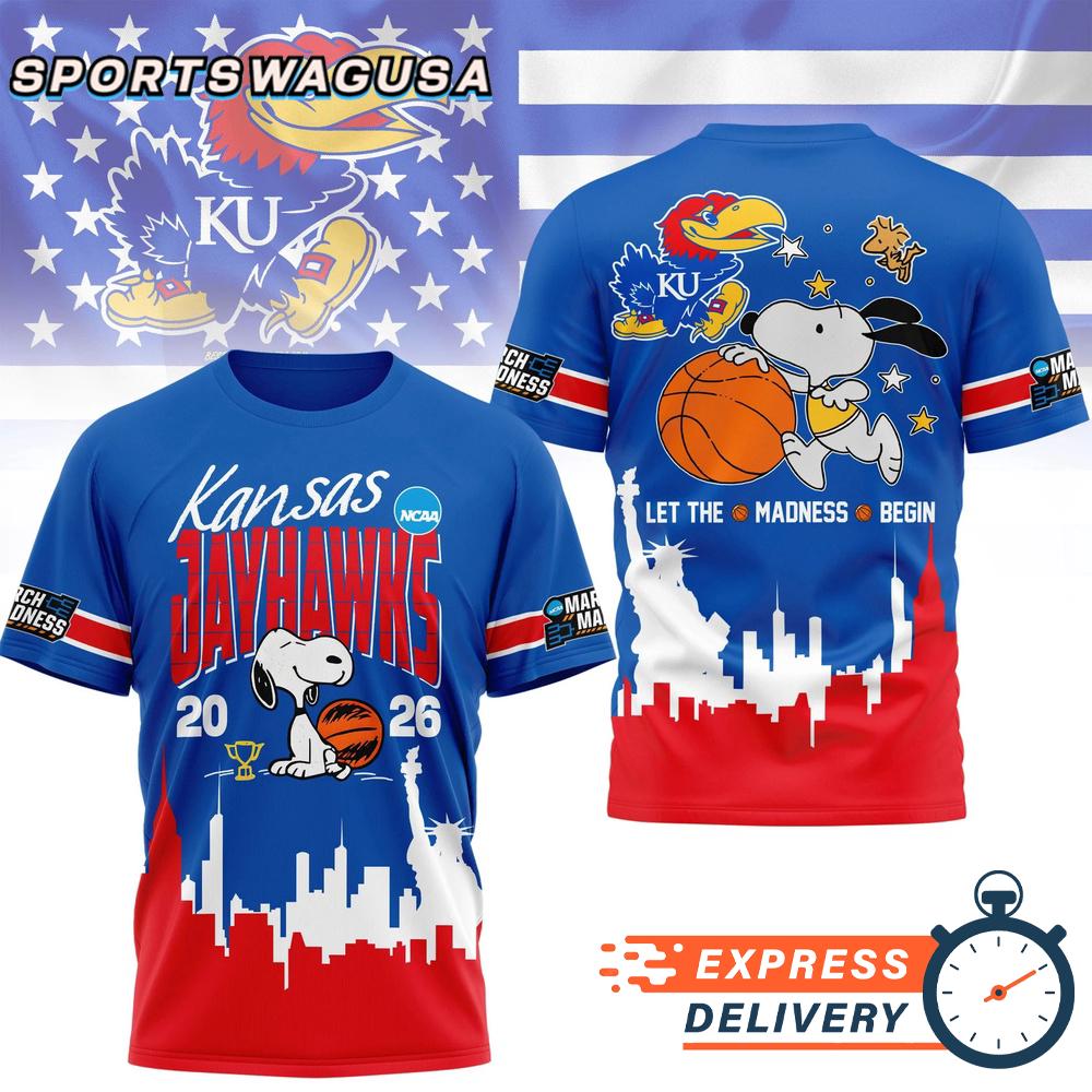 Kansas Jayhawks Snoopy Basketball March Madness 2026 T-Shirt