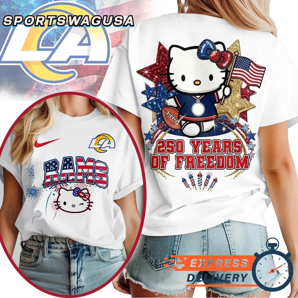 Los Angeles Rams Hello Kitty 250 Years of Freedom USA Patriotic Vintage T-Shirt