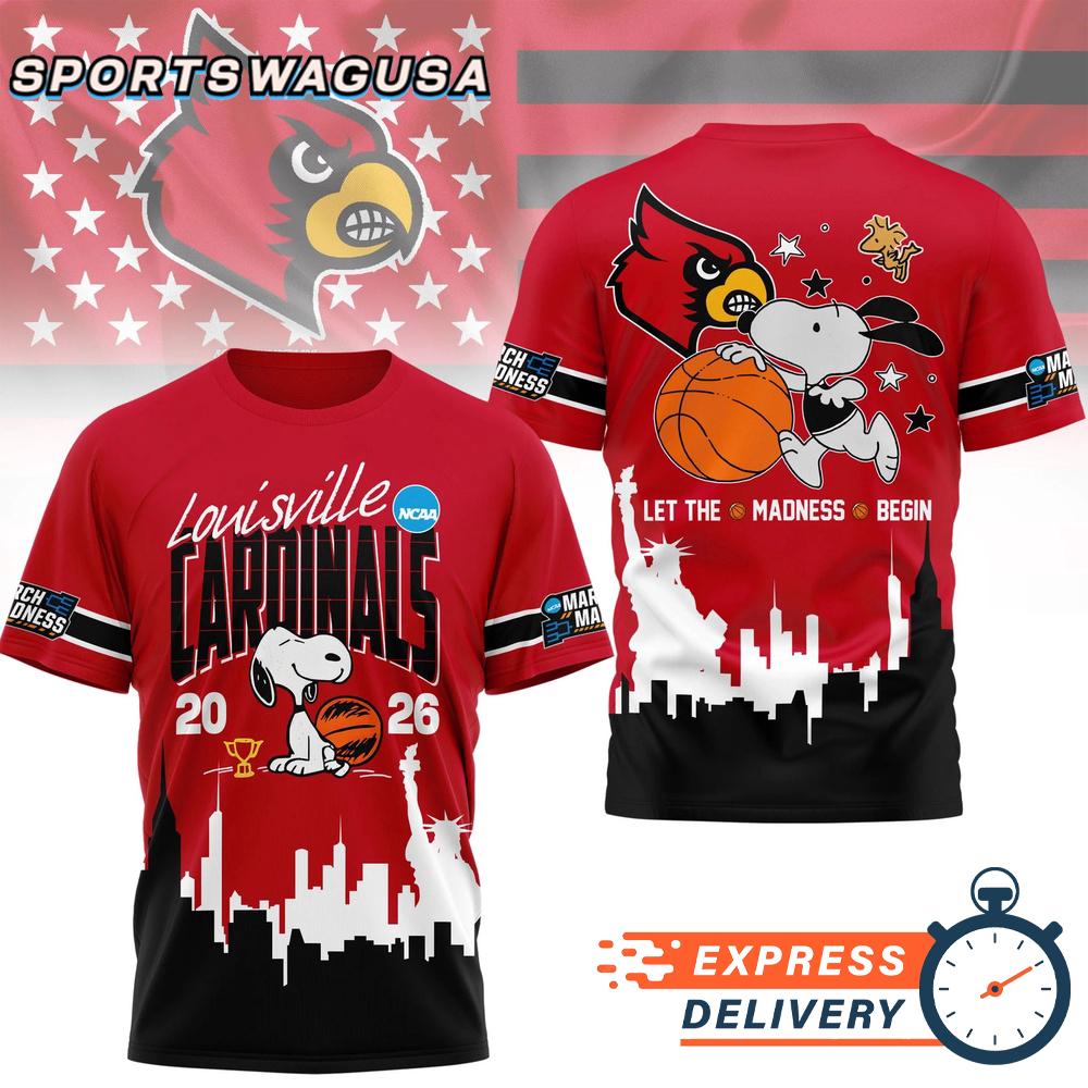 Louisville Cardinals Snoopy Basketball March Madness 2026 T-Shirt
