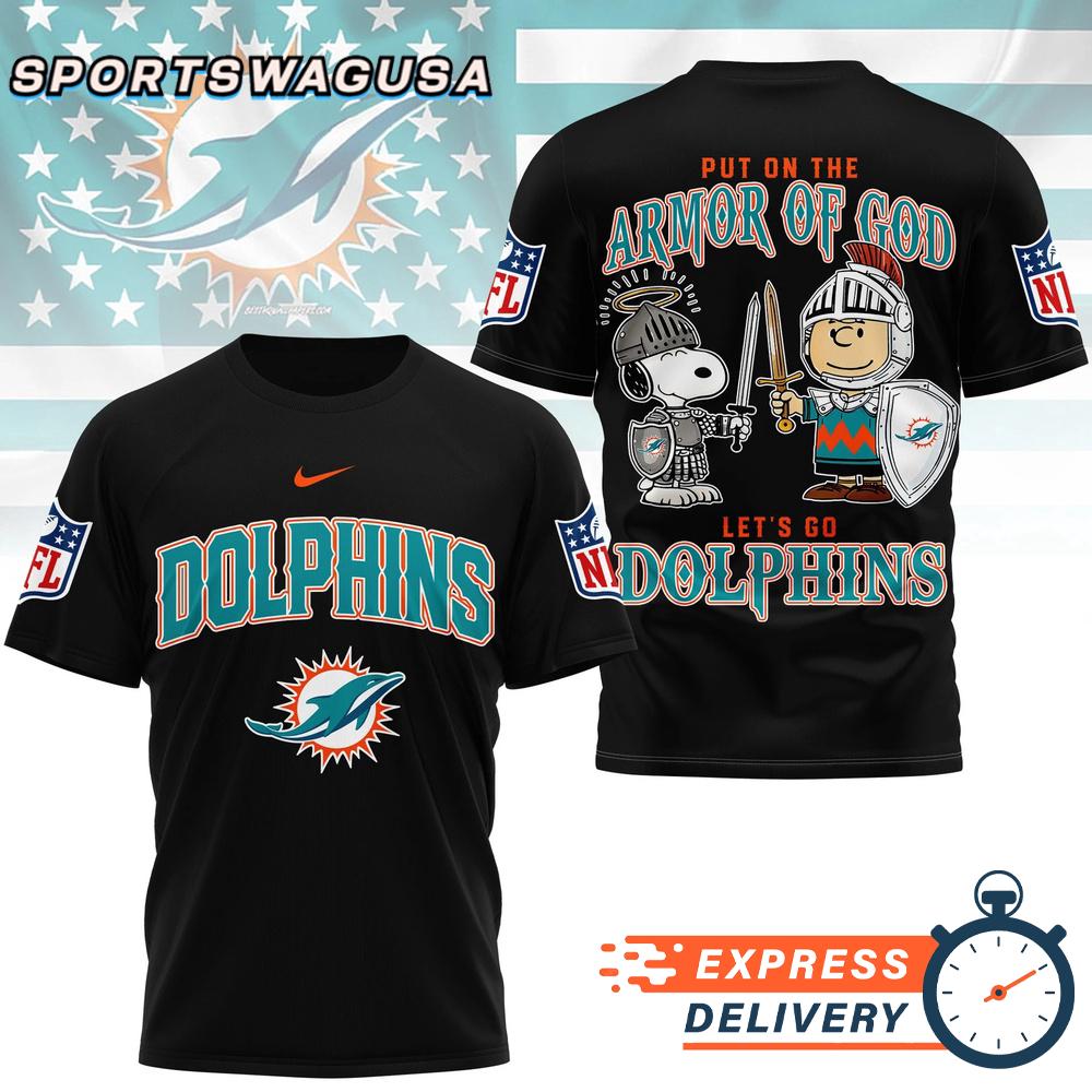 Miami Dolphins Armor Of God Christian Snoopy Fan T-Shirt