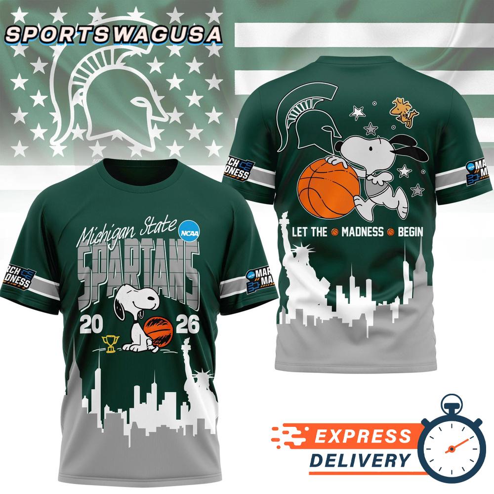 Michigan State Spartans Snoopy Basketball March Madness 2026 T-Shirt