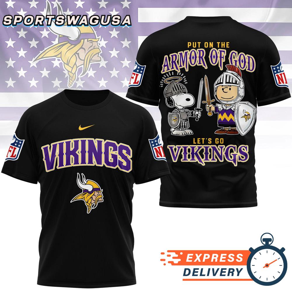 Minnesota Vikings Armor Of God Christian Snoopy Fan T-Shirt