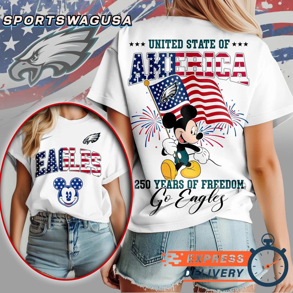 Philadelphia Eagles Mickey Mouse 250Th Anniversary Of Freedom T-Shirt