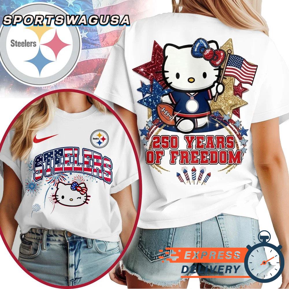 Pittsburgh Steelers Hello Kitty 250 Years of Freedom USA Patriotic Vintage T-Shirt