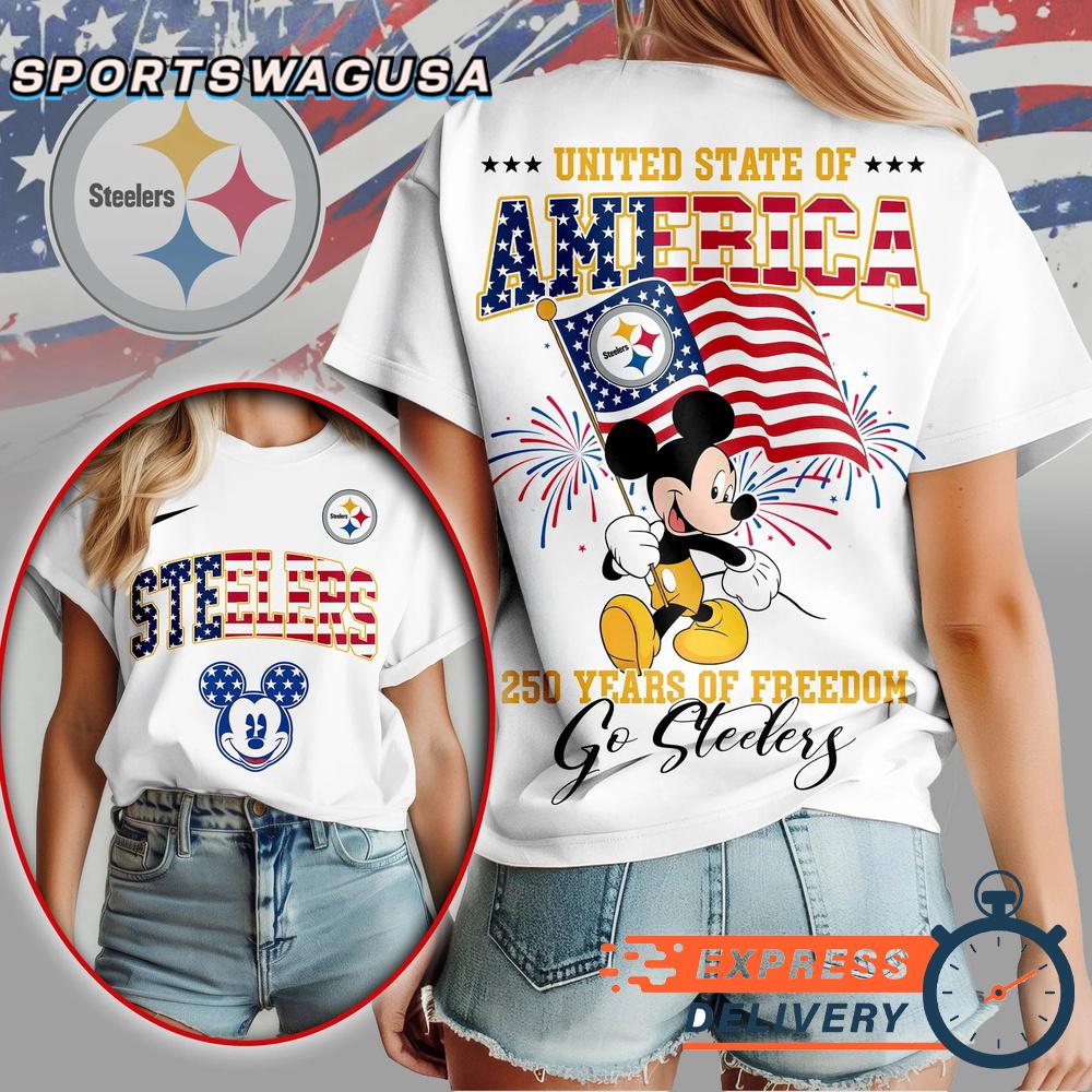 Pittsburgh Steelers Mickey Mouse 250Th Anniversary Of Freedom T-Shirt