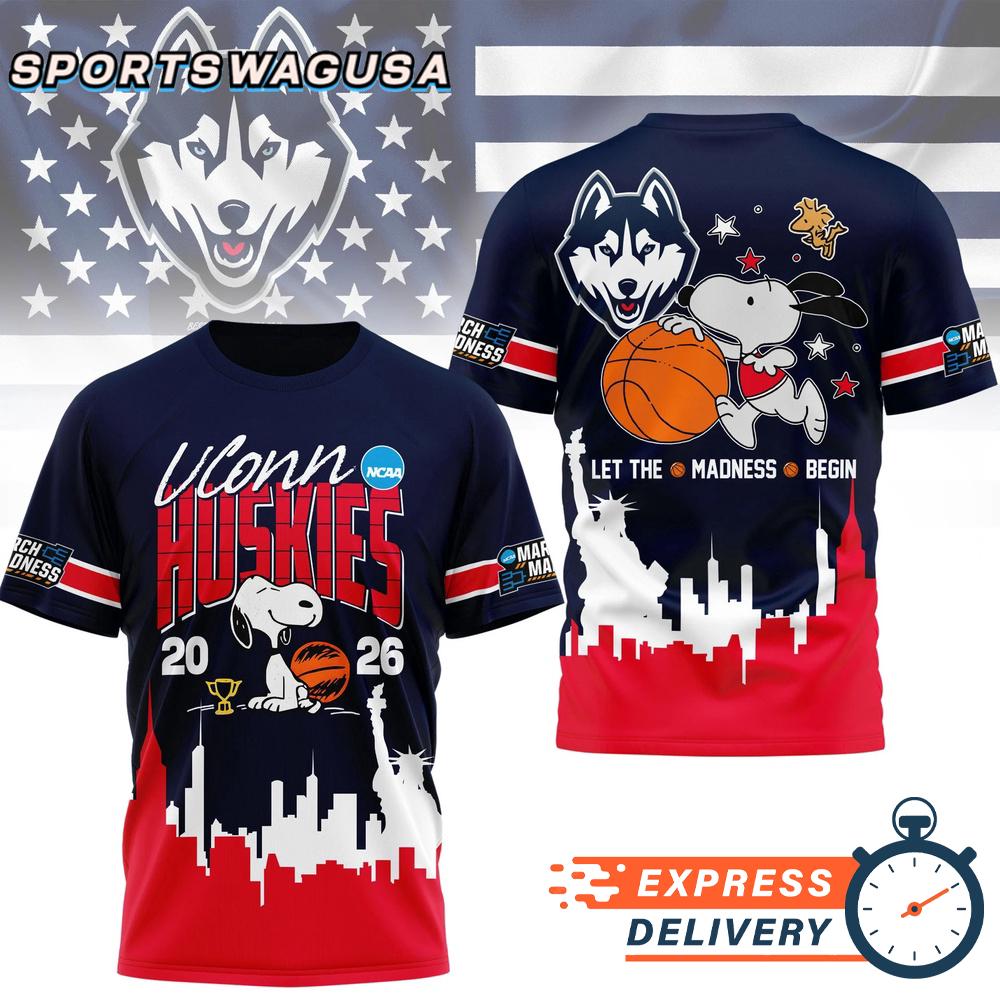 UConn Huskies Snoopy Basketball March Madness 2026 T-Shirt