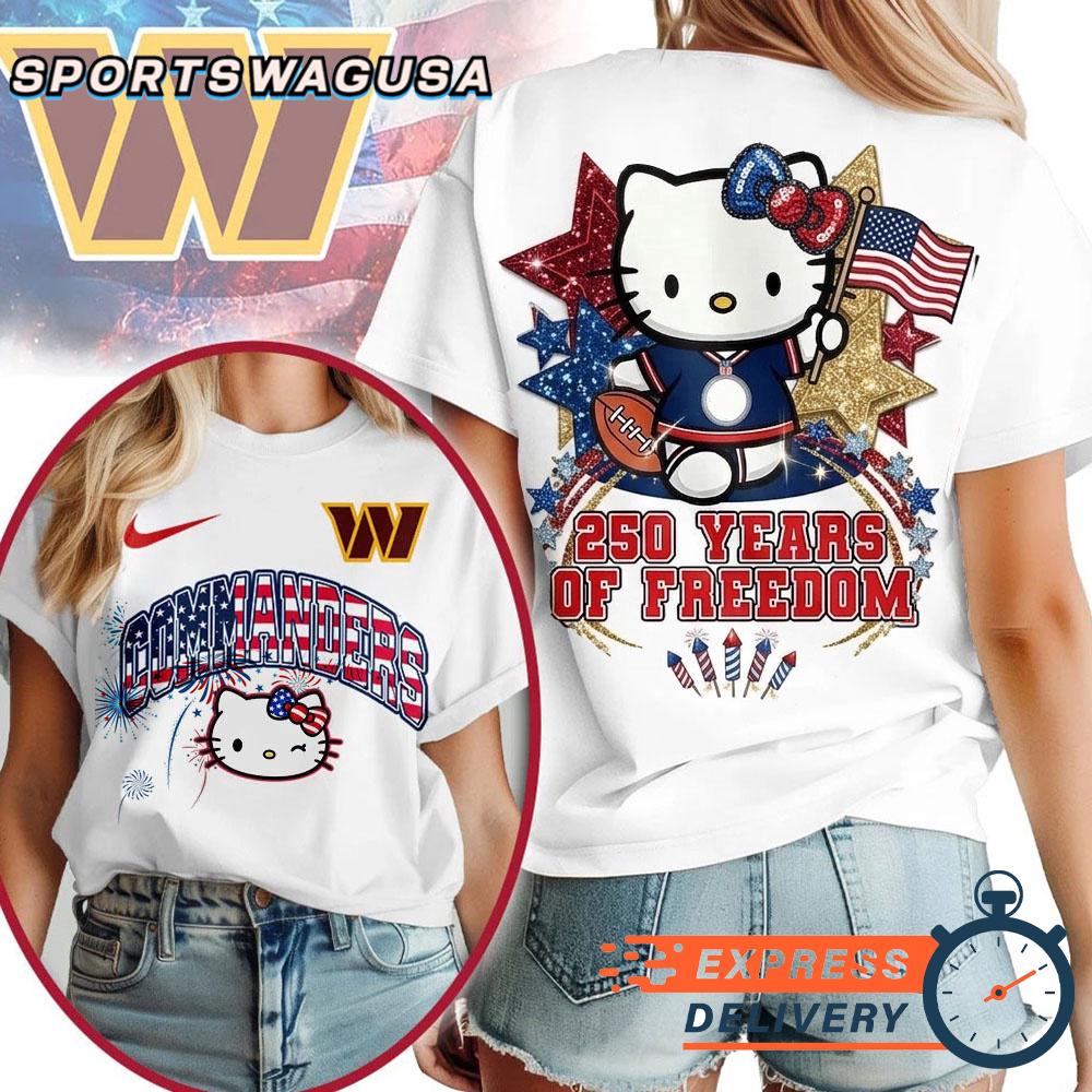 Washington Commanders Hello Kitty 250 Years of Freedom USA Patriotic Vintage T-Shirt