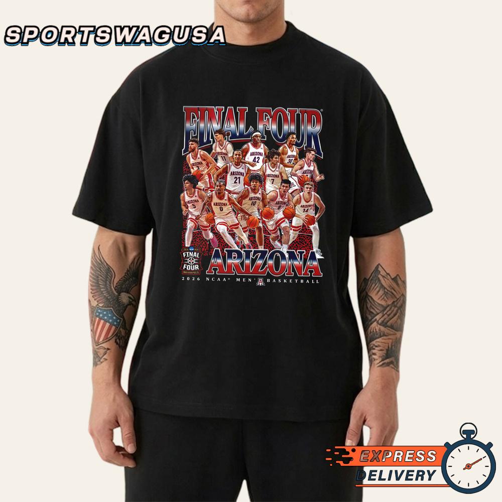 Arizona Wildcats 2026 Final Four Men’s Basketball Players Graphic T-Shirt Arizona Wildcats 2026 Final Four Men’s Basketball Players Graphic T-Shirt