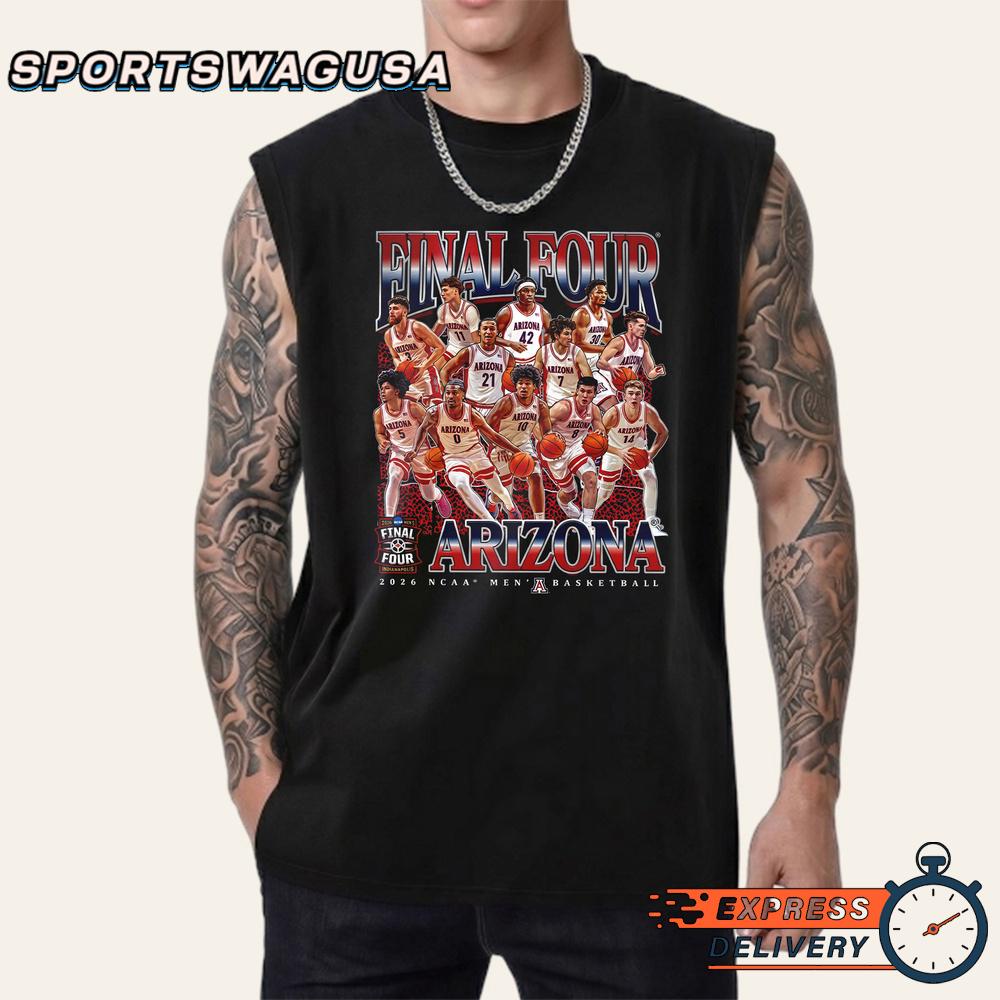 Arizona Wildcats 2026 Final Four Men’s Basketball Players Graphic T-Shirt Arizona Wildcats 2026 Final Four Men’s Basketball Players Graphic T-Shirt
