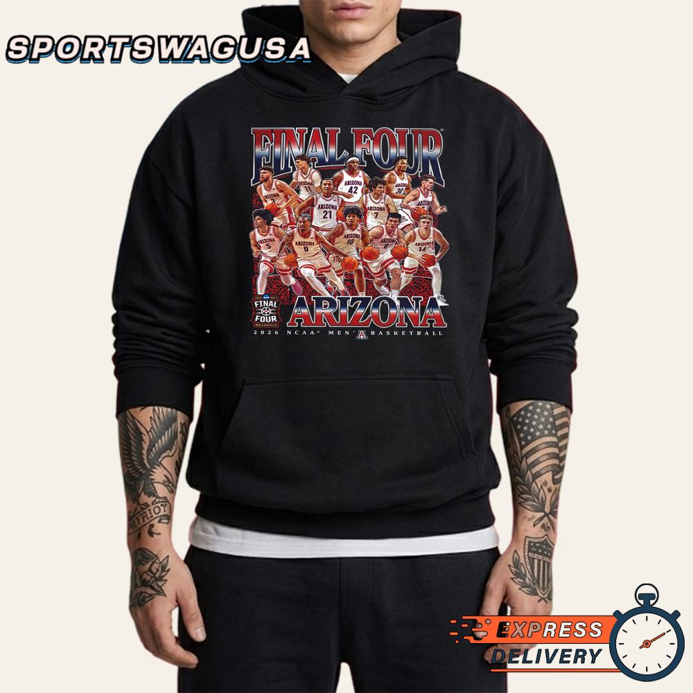 Arizona Wildcats 2026 Final Four Men’s Basketball Players Graphic T-Shirt Arizona Wildcats 2026 Final Four Men’s Basketball Players Graphic T-Shirt