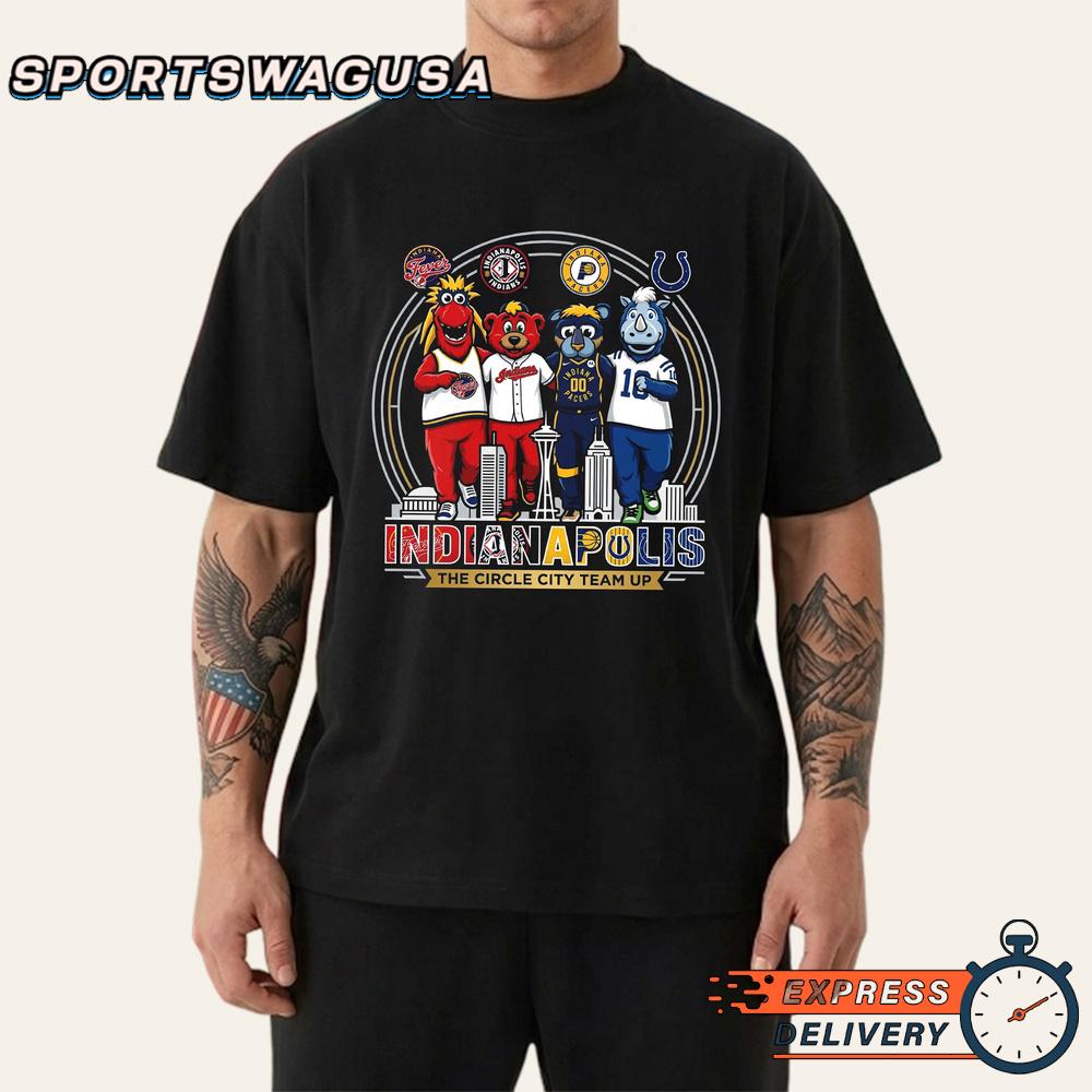 Indianapolis Sports Teams Mascot Skyline City Fan T-Shirt Indianapolis Sports Teams Mascot Skyline City Fan T-Shirt