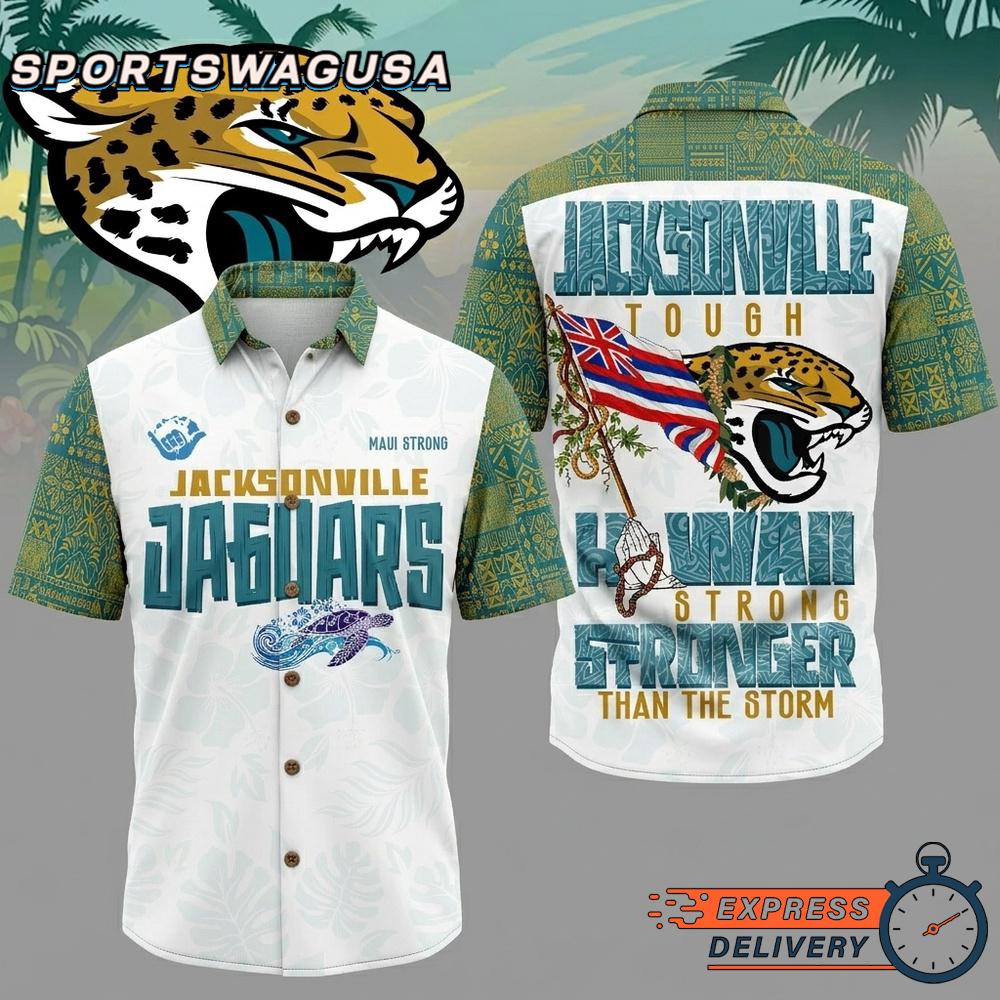 Jacksonville Jaguars Stronger Than The Storm Hawaiian Shirt Tropical Aloha Summer Wear