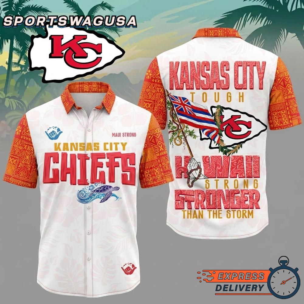 Kansas City Chiefs Stronger Than The Storm Hawaiian Shirt Tropical Aloha Summer Wear