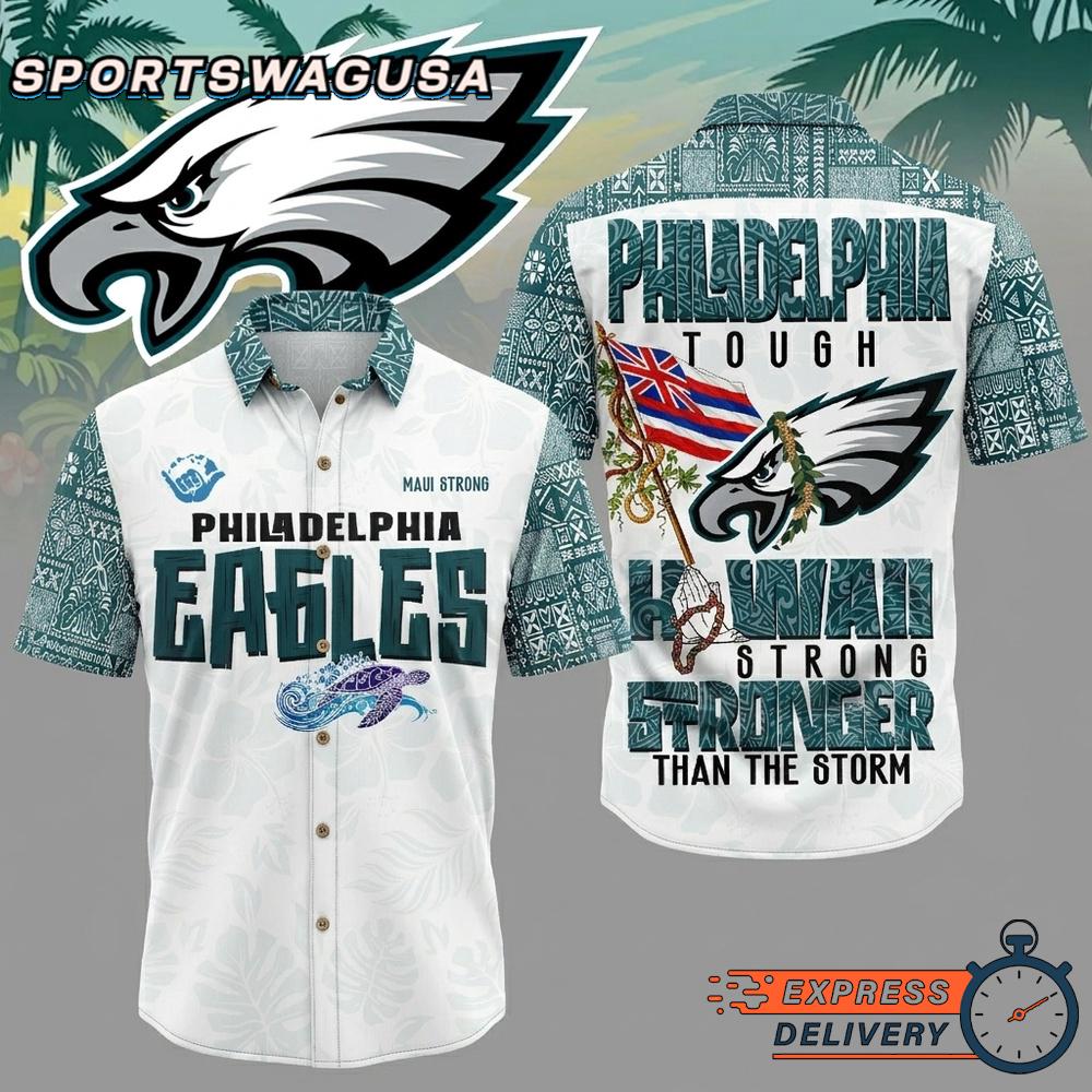 Philadelphia Eagles Stronger Than The Storm Hawaiian Shirt Tropical Aloha Summer Wear