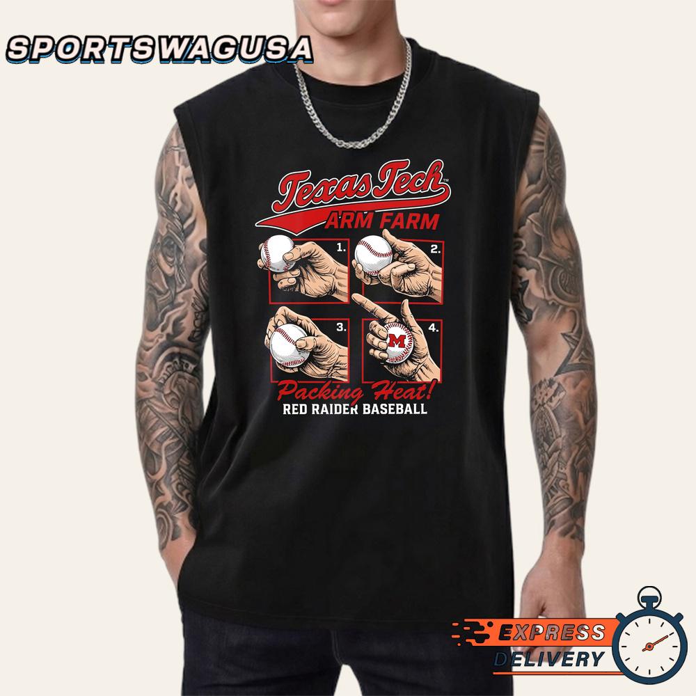 Texas Tech Red Raiders Baseball Arm Farm Packing Heat T-Shirt Texas Tech Red Raiders Baseball Arm Farm Packing Heat T-Shirt