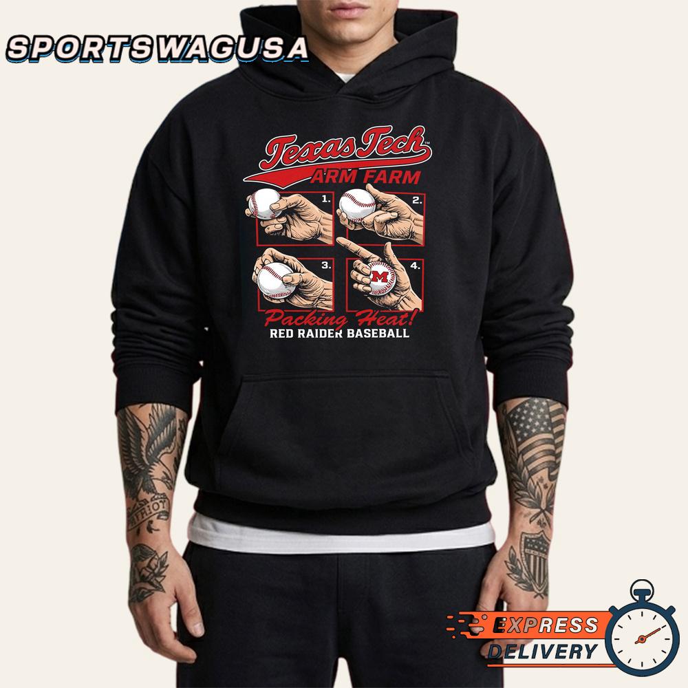 Texas Tech Red Raiders Baseball Arm Farm Packing Heat T-Shirt Texas Tech Red Raiders Baseball Arm Farm Packing Heat T-Shirt