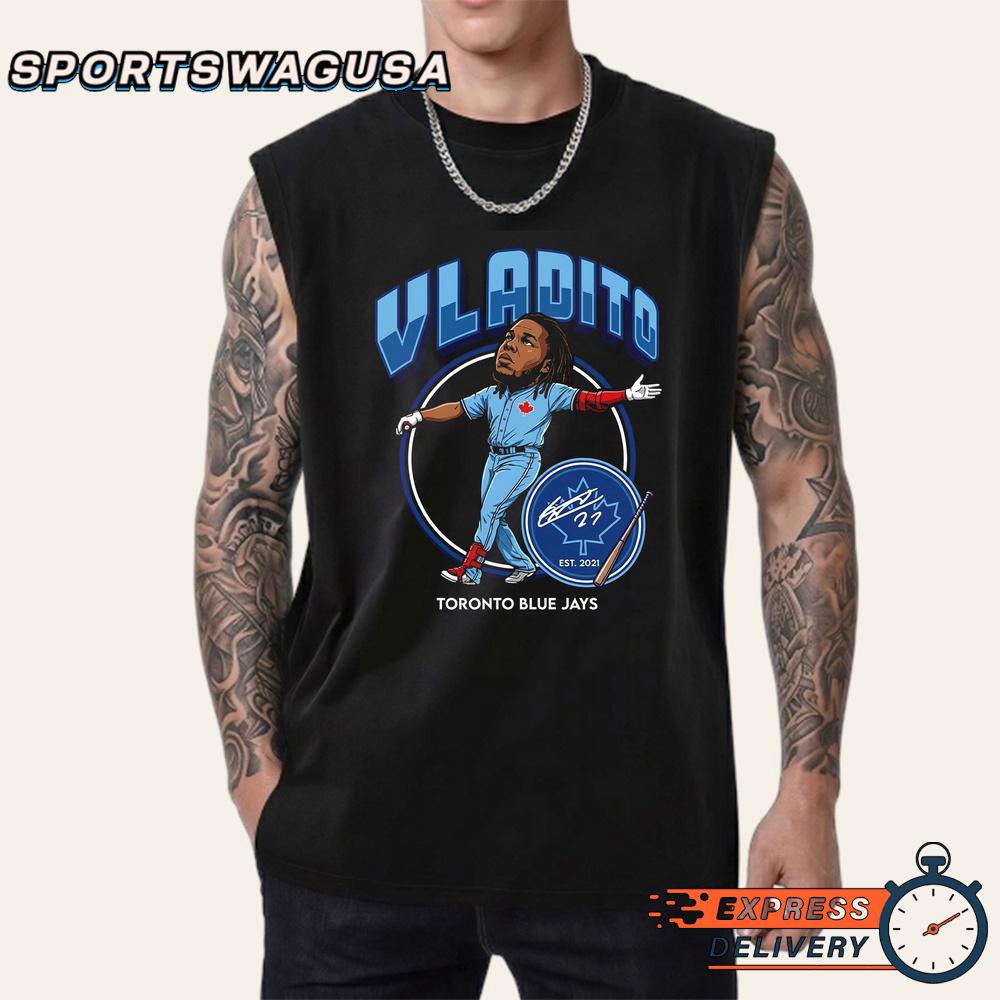 Vladimir Guerrero Jr Blue Jays Vladito Signature Caricature T-Shirt Vladimir Guerrero Jr Blue Jays Vladito Signature Caricature T-Shirt