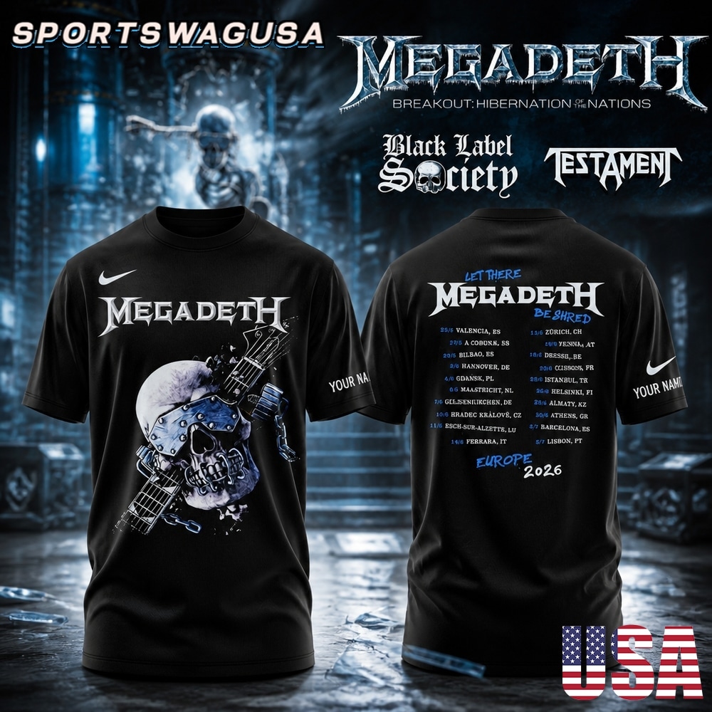 Megadeth 2026 Tour T Shirt, Megadeth Black Label Society Testament Shirt