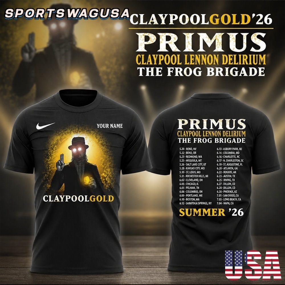 Primus ClaypoolGold 2026 Tour T Shirt, Rock Music Concert Shirt