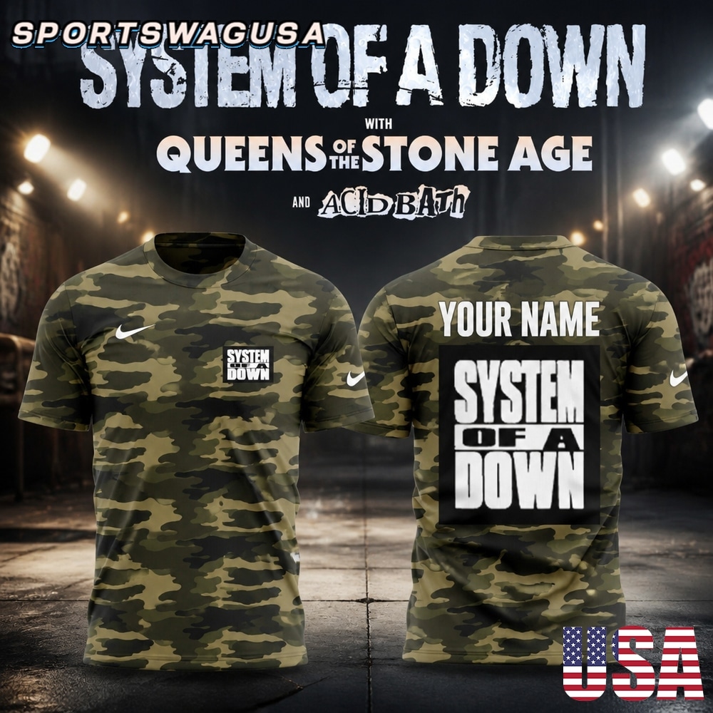 System Of A Down Personalized Camo T Shirt, Custom Name SOAD Tee